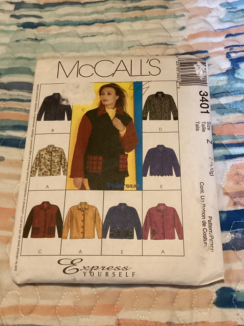 Misses/miss Petite Unlined Jackets Sewing Pattern 3401 McCalls Sz Large/xl
